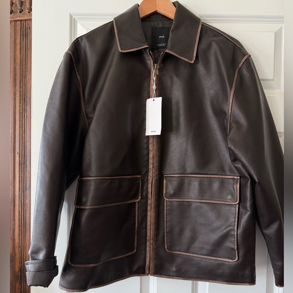 Mango Brown Leather Jacket - New with Tags